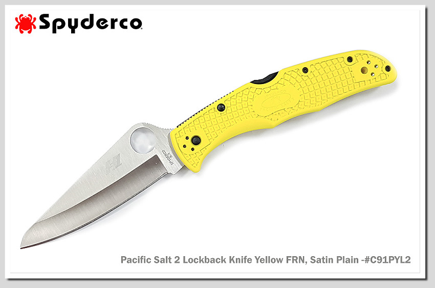 Spyderco Pacific Salt 2 水中用h 1 鋼折刀 銀平刃黃柄