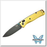 Benchmade Bugout® 輕量黃銅色鋁柄黑全刃AXIS® Lock折刀 - M390鋼(DLC戰鬥石洗處理)