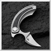 Bestech Knives Ostap Hel 設計Strelit鈦/大理石碳纖柄Flipper Push Dagger折刀(M390鋼)
