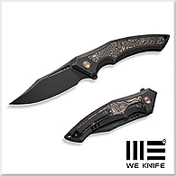 We Knife Orpheu 一體鈦+銅碳纖鑲嵌柄Frame Lock 折刀 - CPM 20CV鋼(黑石洗處理) 【限量155把】